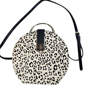 Dune London Round Crossbody Bag Leopard Print & Black Vegan Leather